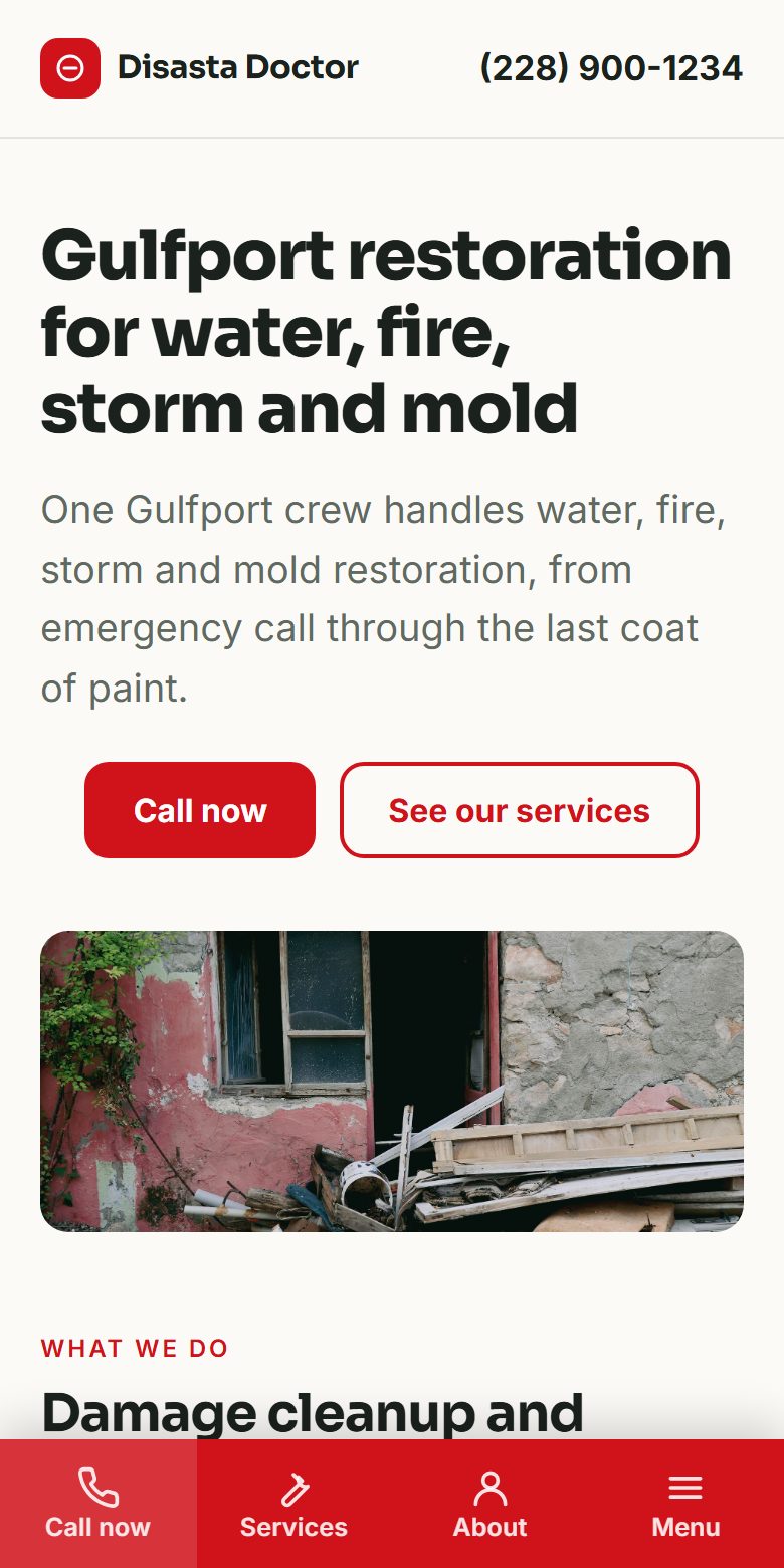 A site we built, on a phone